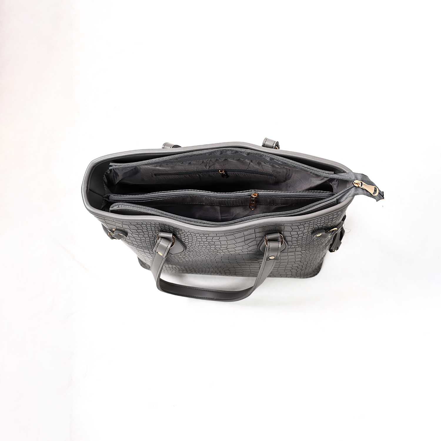 Crocodile Textured Tote Bag - Image 4