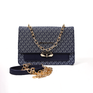 Michael Kors Signature Monogram Crossbody Bag with Gold Chain