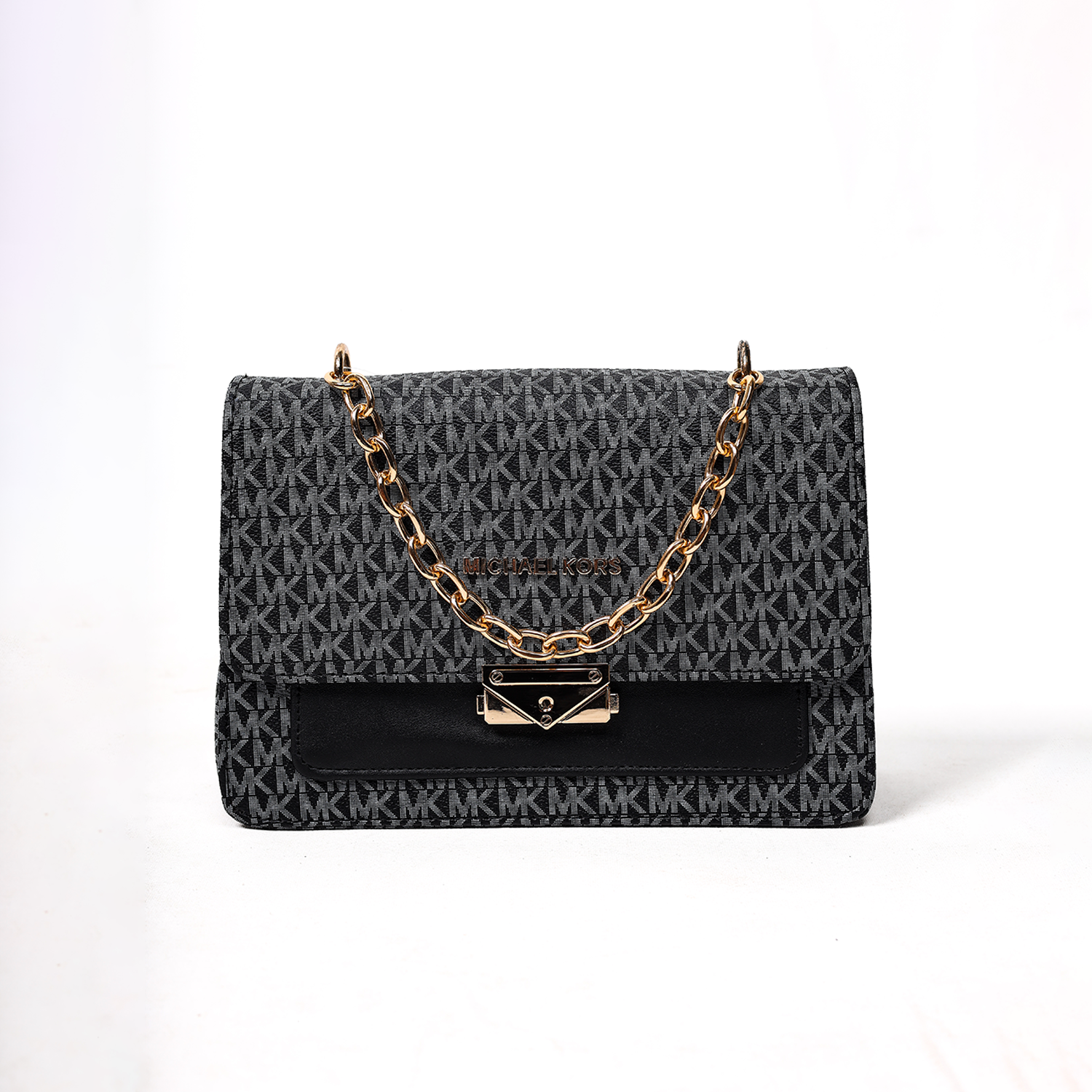 Michael Kors Signature Monogram Crossbody Bag with Gold Chain - Image 3