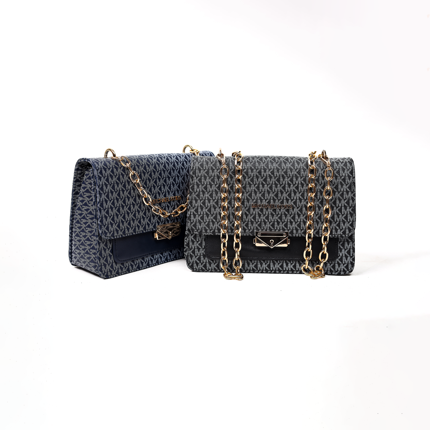 Michael Kors Signature Monogram Crossbody Bag with Gold Chain - Image 2