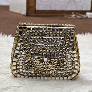 HandMade Medium Kundan Clutch - Design 3