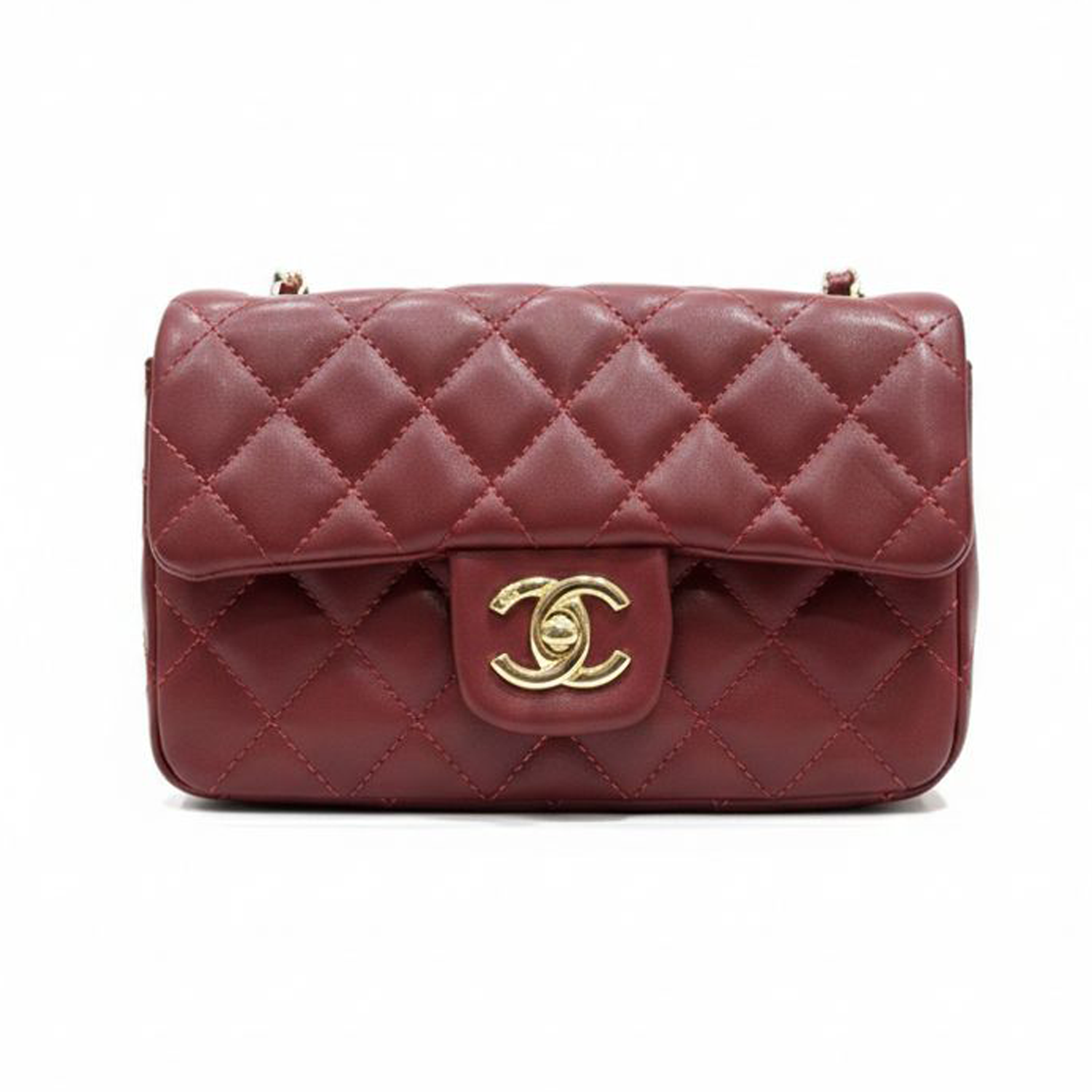 CHANEL Black Quilted Lambskin Pearl Logo Strap Flap Bag - Image 4