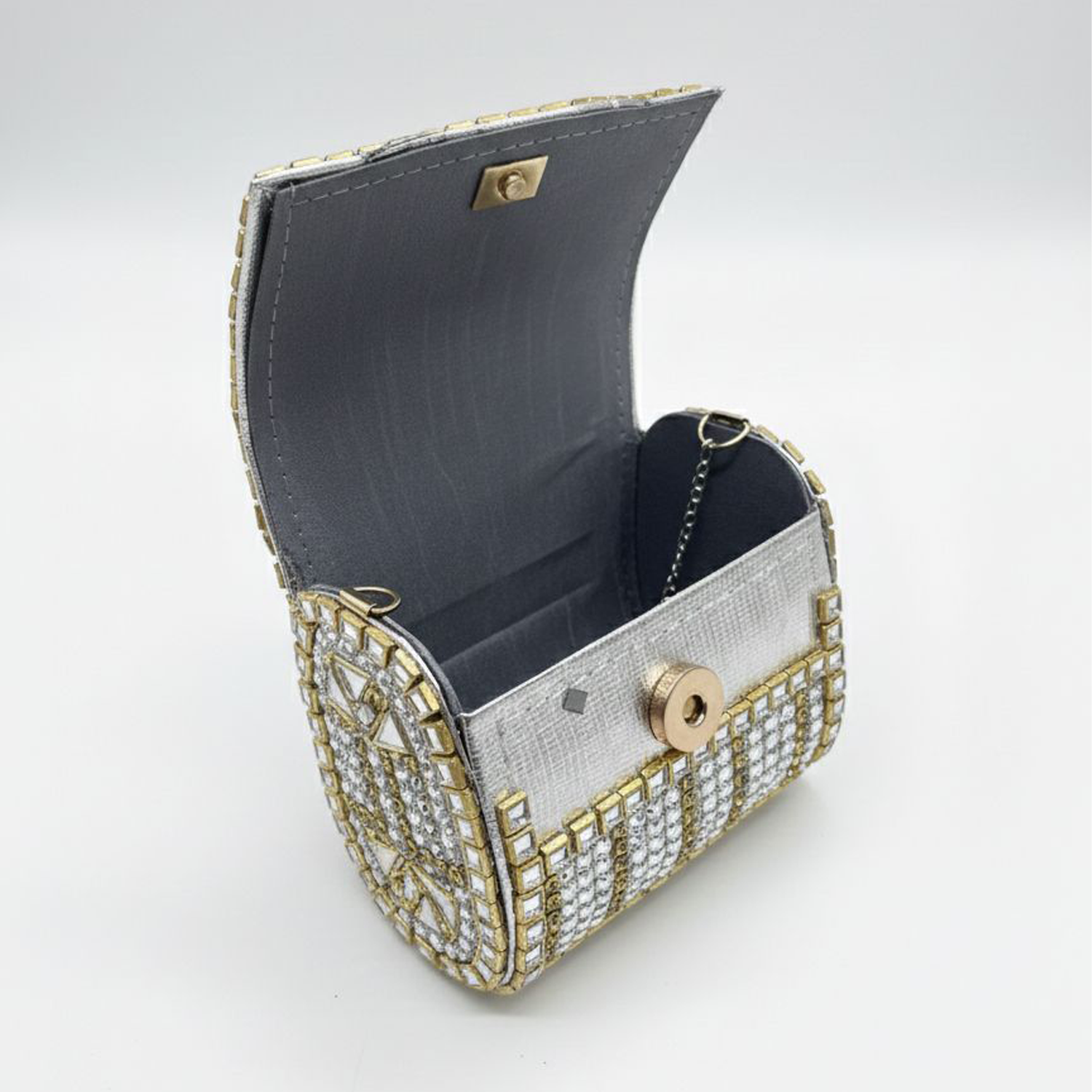 HandMade Medium Kundan Clutch - Image 3